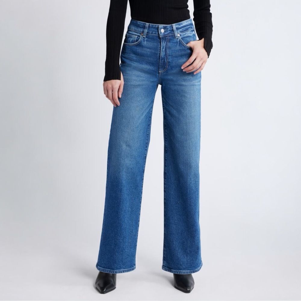 PAIGE Sasha High Waist Wide Leg Jeans Size 32 Modernism Blue Medium Wash Denim